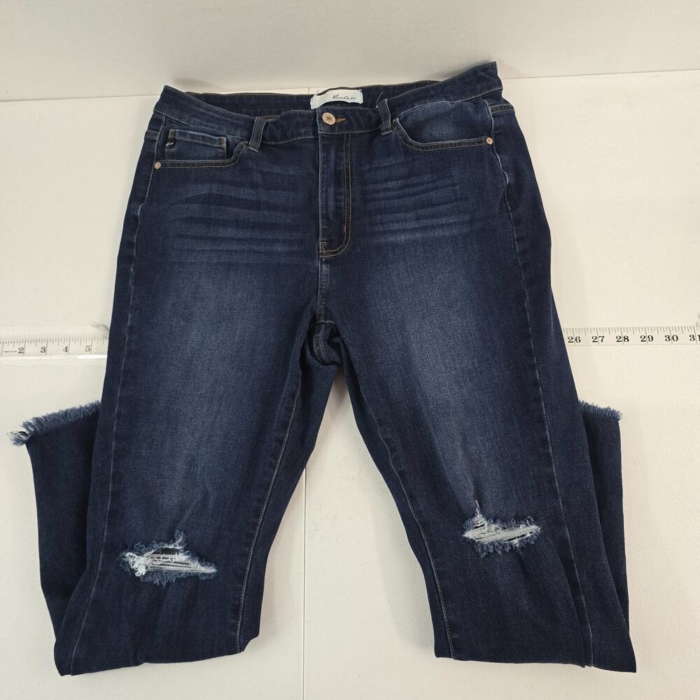 KanCan Women’s 1XL Distressed Mid Rise Skinny Jeans Dark Wash KC7288D-B 6276